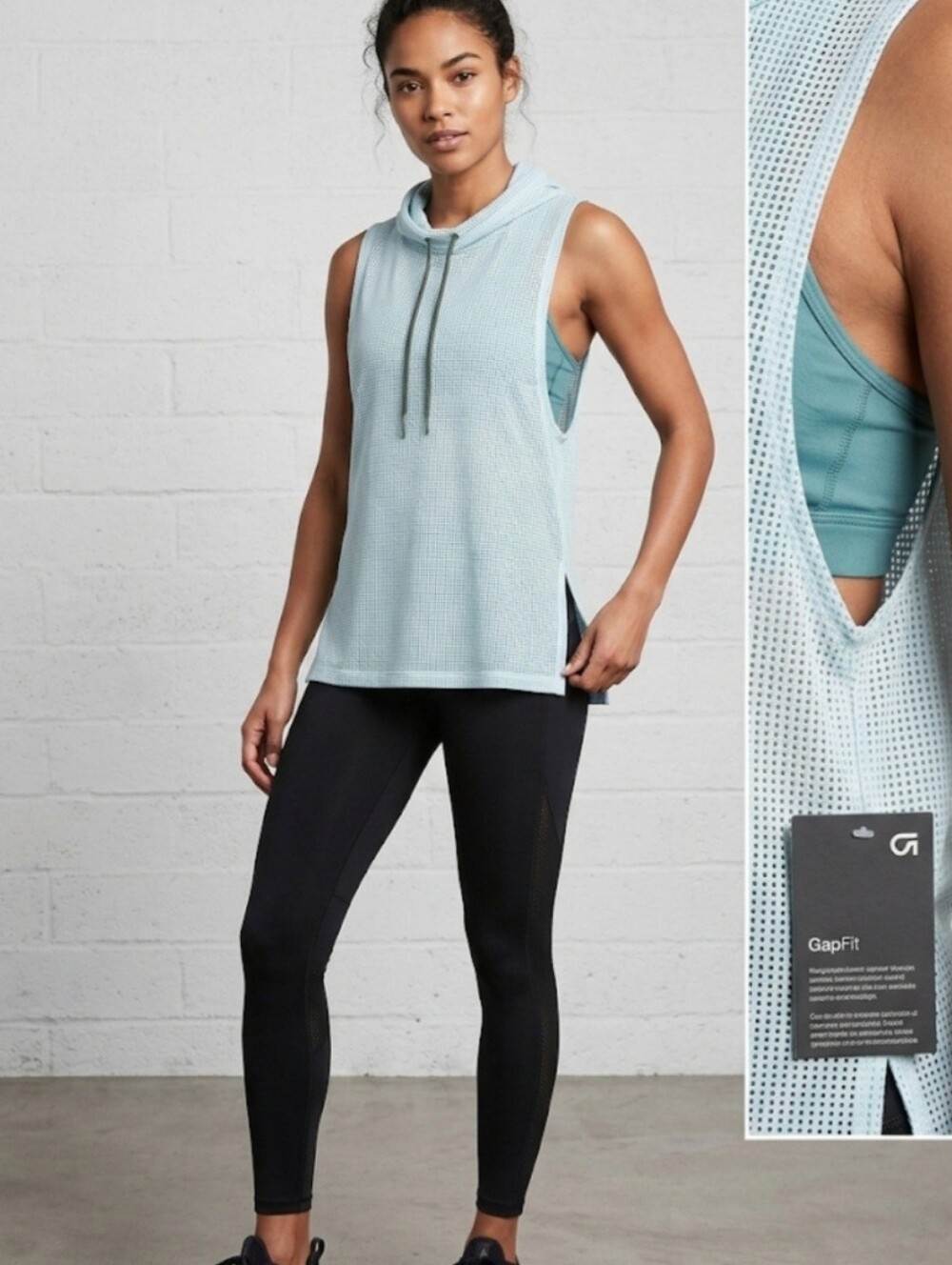 GapFit NWT Light Blue Mesh Sleeveless  Tank Top Activewear Medium‎